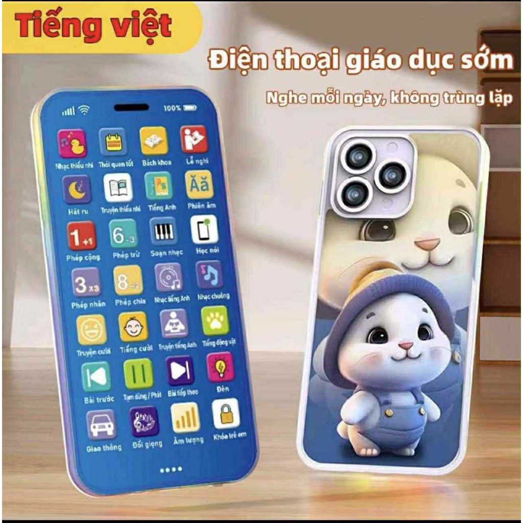 [Tiếng Việt] Điện Thoại Đồ Chơi Trẻ Em Bài Hát Thiếu Nhi Việt Nam Nhạc Ru Ngủ Đèn Led nhạc sống động