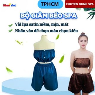 BỘ GIẢM BÉO SPA | bộ đồ cho khách nữ đùi chất liệu phi lụa vải không nhăn, mát có nút tháo rời massage, spa, tắm trắng