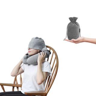 Gối chữ U đi máy bay, gối hơi ngủ trưa văn phòng, gối chữ U có kèm mũ chụp mắt, Gối chữ U gấp gọn