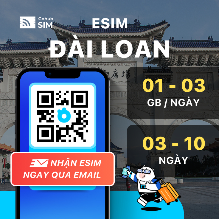 eSIM Đài Loan 4G - Gói theo ngày (03-10 ngày) - Gohub gửi eSIM ngay qua email