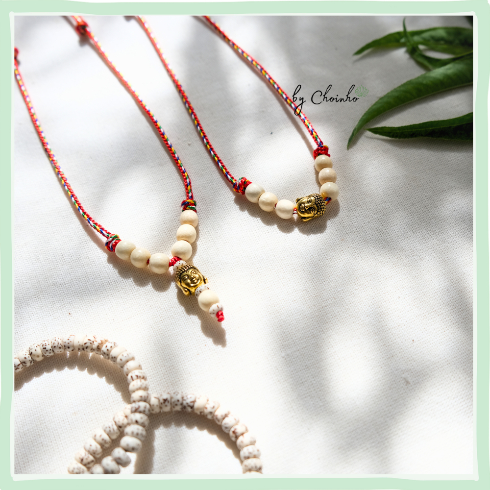 Vòng cổ chỉ ngũ sắc phối hạt dâu tằm - Chồi Nhỏ - Dây chuyền chỉ ngũ sắc