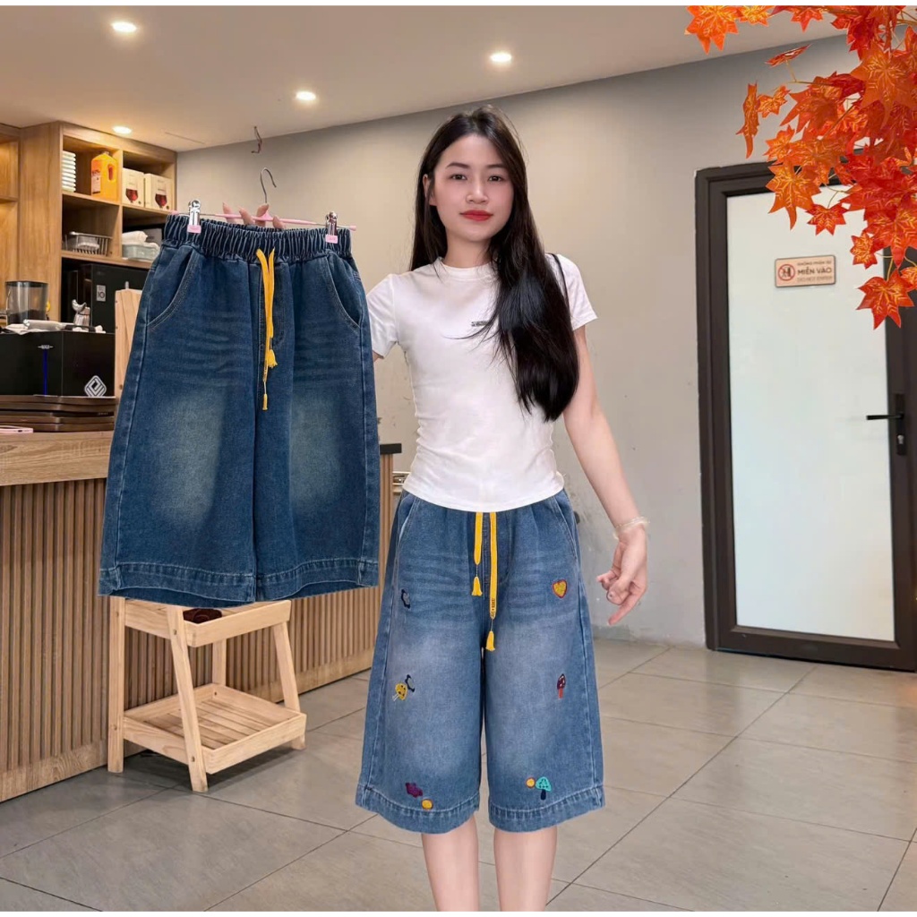 (A6027) QUẦN BÒ NGỐ JEANS NỮ, TRƠN + THÊU
