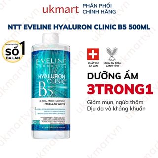 Nước Tẩy Trang Eveline Hyaluron Clinic B5 Và Tinh Chất Rau Má Làm Dịu, Dưỡng Ẩm Và Phục Hồi