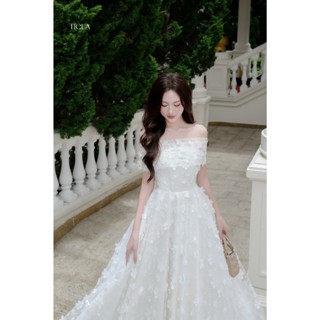 TIELA Đầm váy hoa trễ vai trắng-Emily Dress