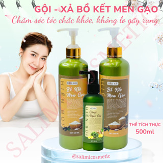 Bộ Đôi Chăm Sóc Tóc Dầu Gội - Dầu Xả Bồ Kết Men Gạo Hiền Bùi, Mái Tóc Suôn Mượt, Không Lo Gãy Rụng