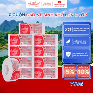 [Tiết kiệm] Combo 10 cuộn giấy vệ sinh công nghiệp khổ lớn SILKWELL 700g 2 lớp, giấy vệ sinh cuộn to