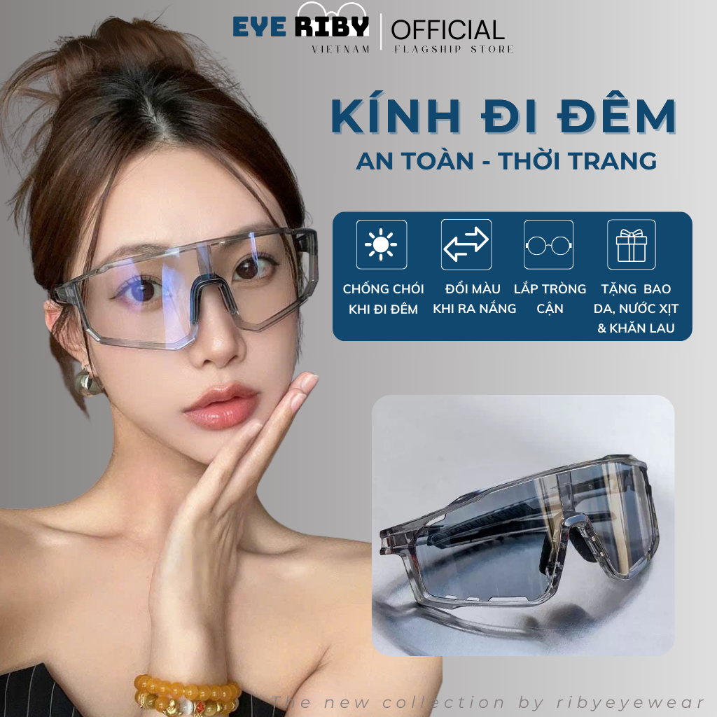  Kính Đi Đêm Mắt Kính Đổi Màu Ban Ngày Chống Tia UV Chống Hơi Nước Đa Năng Phong Cách Thời Trang Nam Nữ D1 