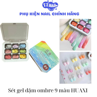 Set gel dặm ombre 9 màu HUAXI- Gel vẽ, gel ombre, sơn gel chuyên dụng cho nail