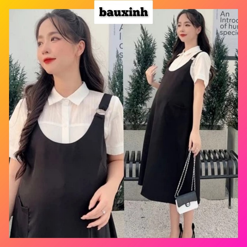 Yếm bầu đẹp công sở 2 dây Váy yếm bầu đen(không kèm áo)