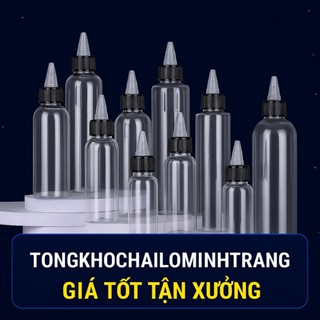 Chai Nhựa Pét Trong Nút Nhọn Cao Cấp 15ML - 300ML Xịt Giọt Đựng Mực Xăm