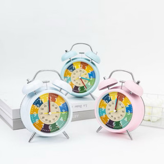 Đồng hồ báo thức để bàn chạy pin hai vỏ kim loại