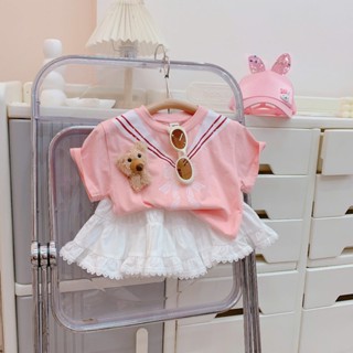  Quần áo bé gái Quần áo hè bé gái đi học đi chơi áo thun kèm gấu bông và chân váy xòe 9-26kg S1977 Tiểu Yến KID 