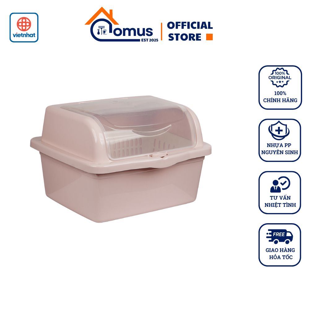 Kệ Úp Chén Bát Đĩa, Giá Úp Chén Đĩa Có Nắp Đậy VIỆT NHẬT 5568 - DOMUS