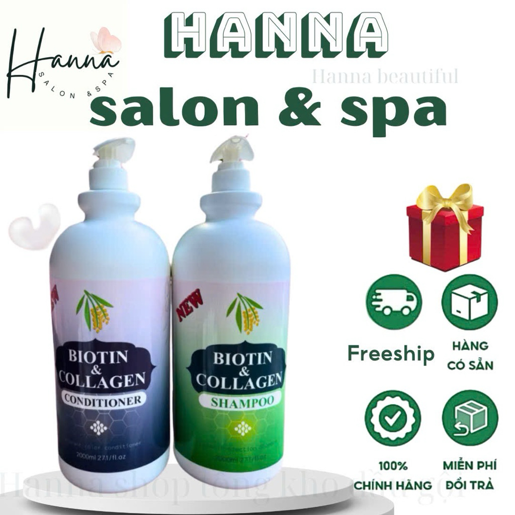 Dầu Gội Xả Biotin Collagen 2000ml Siêu Mượt, Siêu Thơm CHÍNH HÃNG
