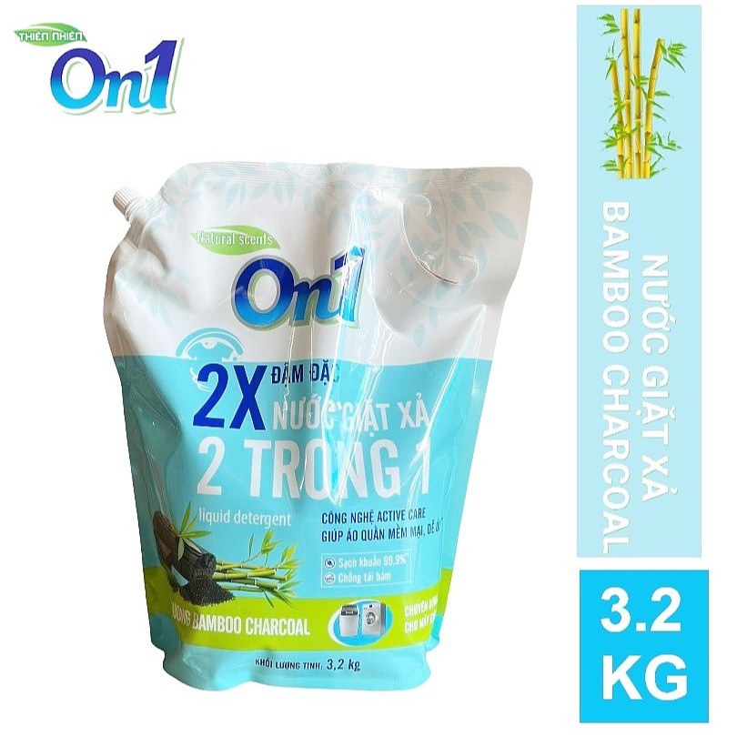 Túi nước giặt xả ON1 chống lem màu hương Bamboo Charcoal 3.2kg 20501