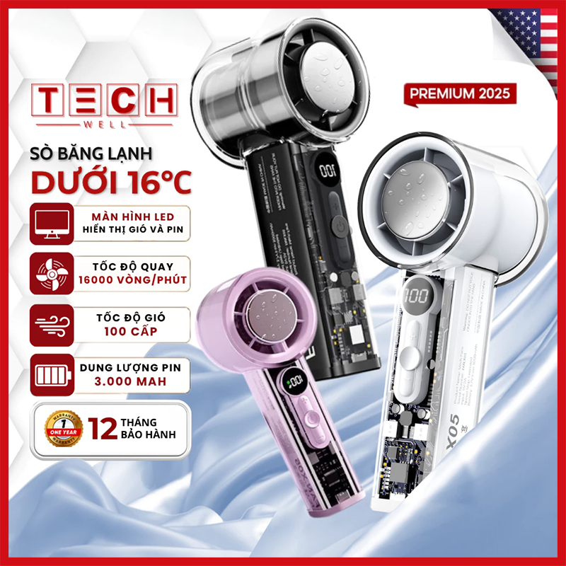 ⚡Quạt Cầm Tay Mini⚡ 100 Độ Gió Mạnh siêu mát 180 độ Xoay Gấp Làm lạnh bán dẫn Quạt tích điện mini