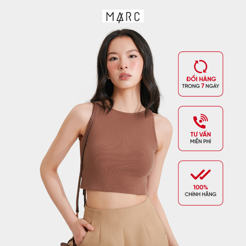 MARC FASHION Áo thun croptop nữ 3 lỗ cổ thuyền FALH061722