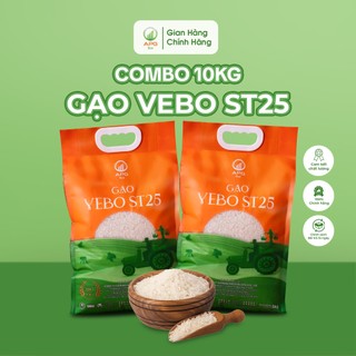 COMBO 2 BAO GẠO 5KG VEBO ST25 APG ECO Gạo sạch Mềm Dẻo  TỔNG 10KG  