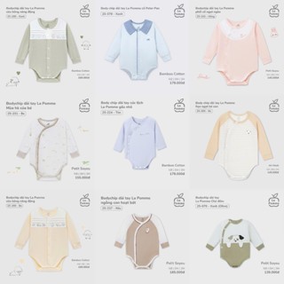  La Pomme Bộ Body Chip Dài Tay Vải Petit Mềm Mịn Cho Bé Trai Và Bé Gái An Toàn Từ Sơ Sinh Nhiều Mẫu 