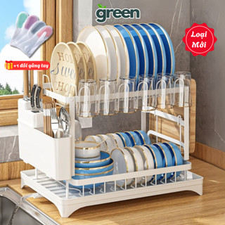  Kệ để chén bát 2 tầng NÂNG CẤP MỚI chất liệu thép carbon có khay úp cốc tiện lợi kèm đế thoát nước 