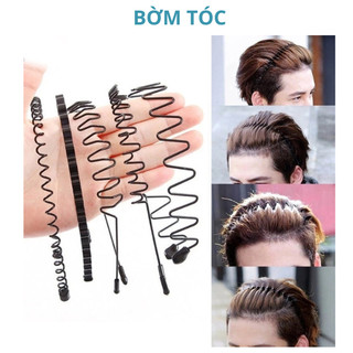  Băng đô bờm tóc gợn sóng bằng kim loại đen đàn hồi chống trượt cho nam nữ - Faco Âccessories 