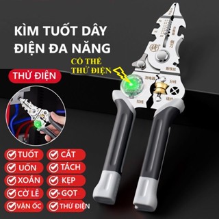Kìm thử Điện, Kìm tuốt dây điện đa năng - CÓ THỂ THỬ ĐIỆN - thế hệ mới tích hợp 10 tính năng trong 1 sản phẩm