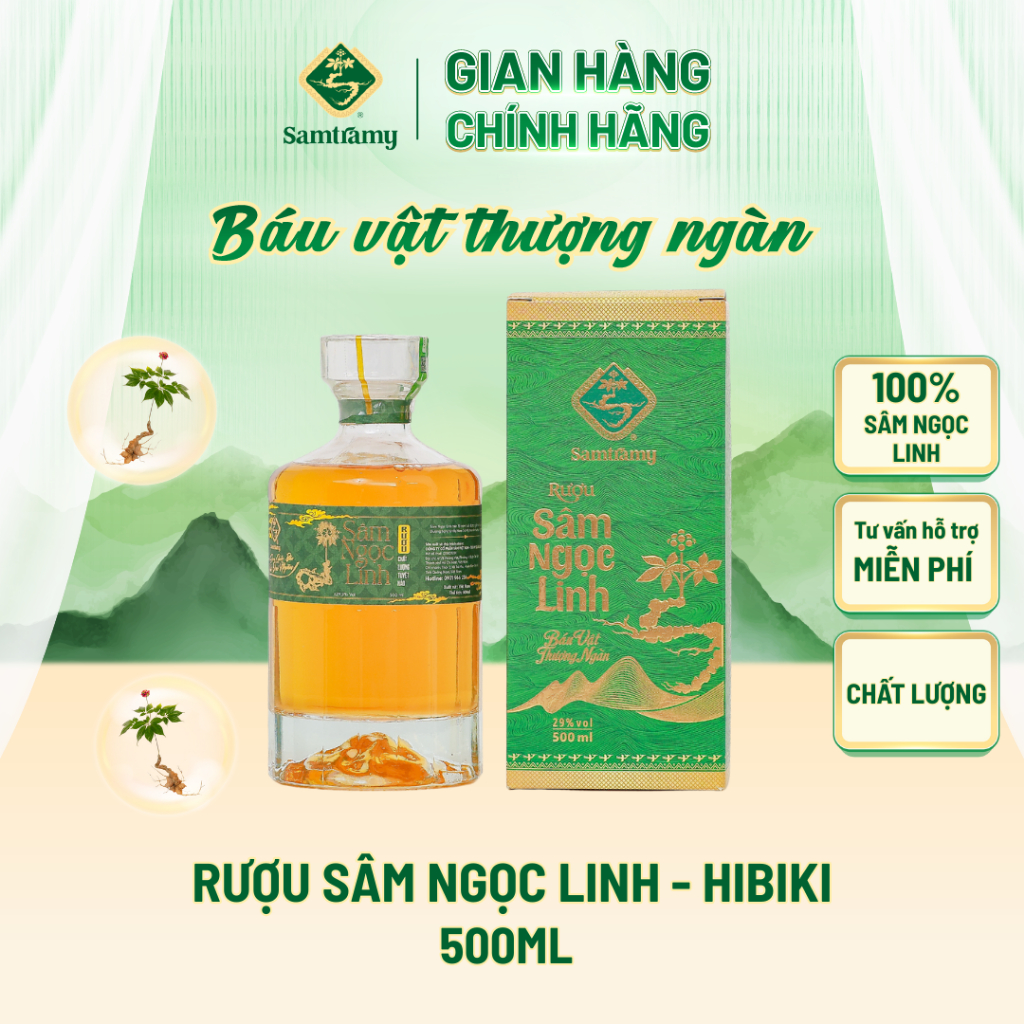 [Thùng Hibiki] Rượu Sâm Ngọc Linh Trà My - Chai HIBIKI 500ml - Quà tặng cao cấp - Quà tặng doanh ngh