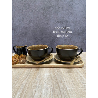 Combo 10 bộ cốc đĩa capuchino đủ màu