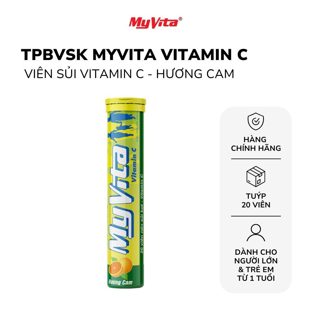 Viên sủi TPBVSK MyVita Vitamin C hương cam, tuýp 20 viên