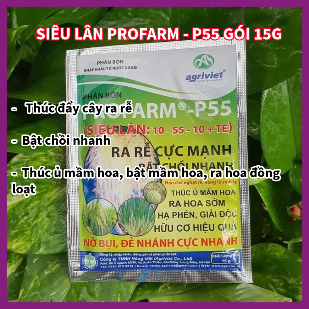 Phân bón lá Profarm P55 15g Siêu Lân 10-55-10+TE