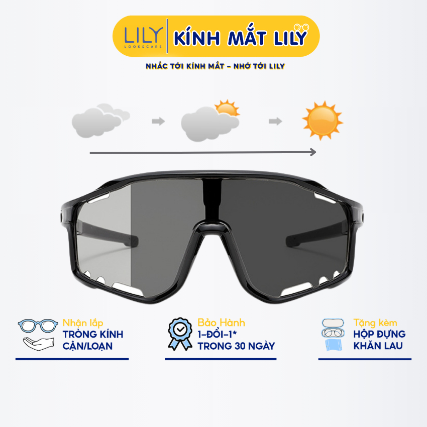  Kính mắt đổi màu chống bui thời trang LILY EYEWEAR chất liệu nhựa cao cấp mắt kính chống UV400 hạn chế bám nước 0117G 