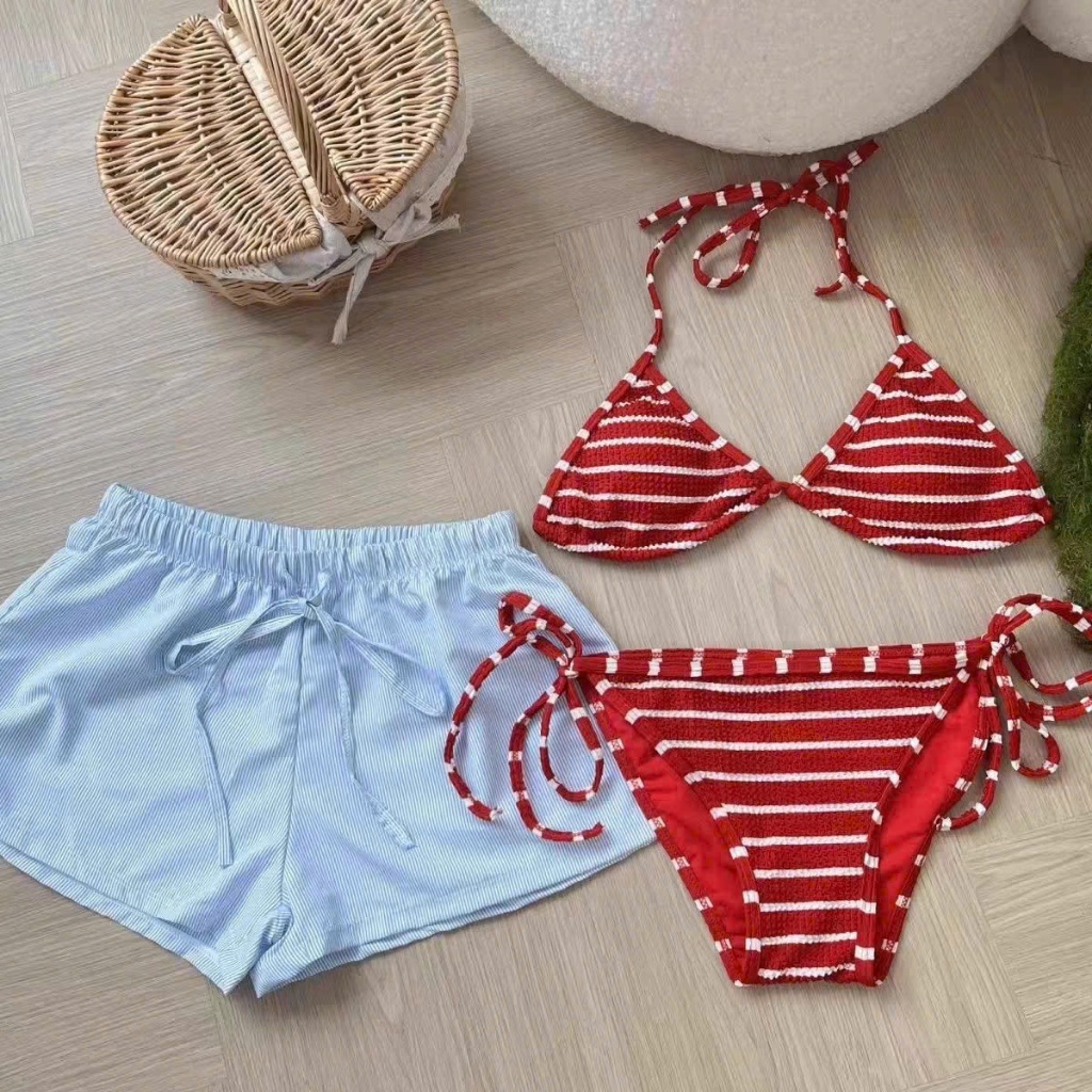 Bikini đi biển 2 chi tiết họa tiết kẻ sọc sẵn đệm ngực, Bikini 2 mảnh đi bơi,đi biển 3 màu hottrend <55kg - H27 | BigBuy360 - bigbuy360.vn