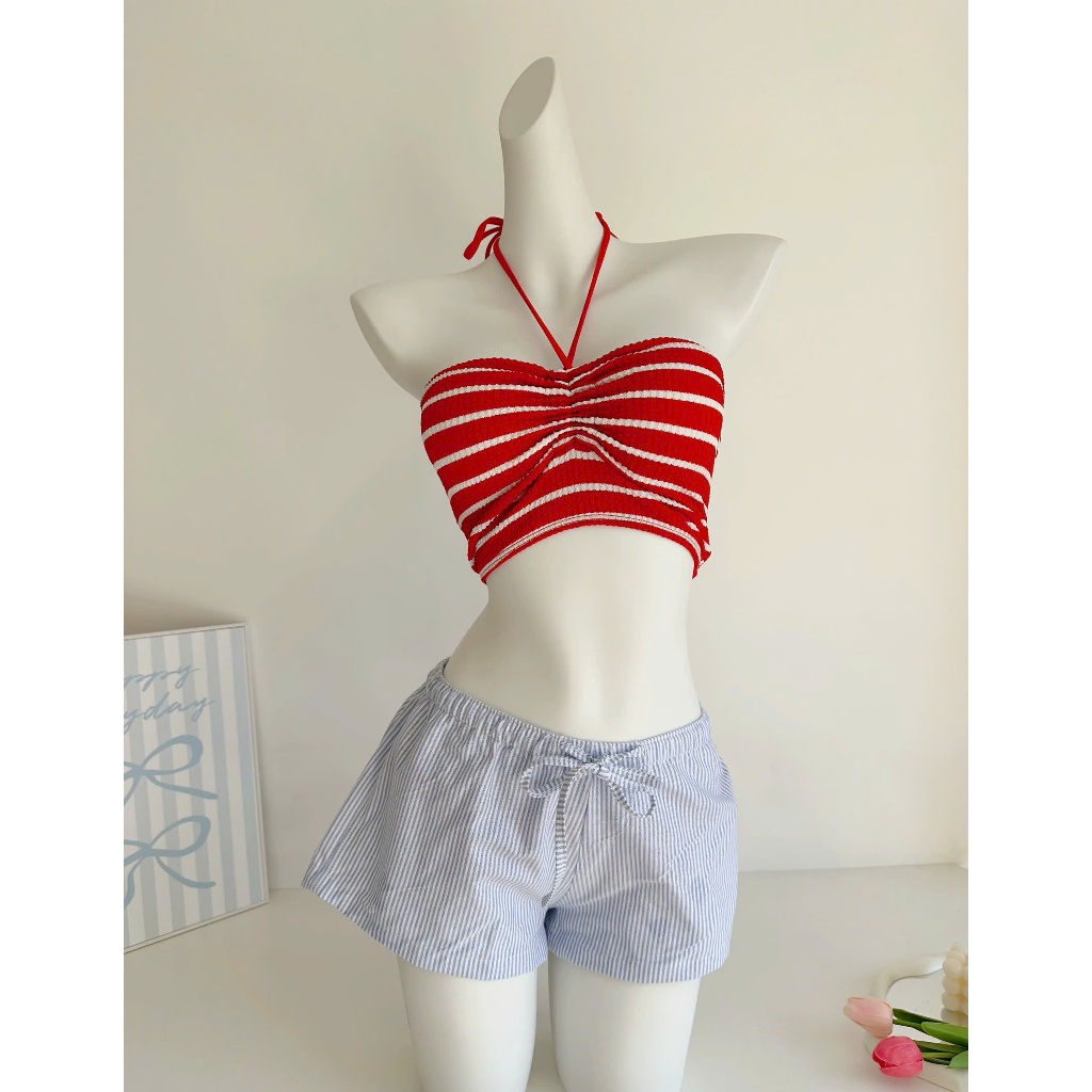 Bikini đi biển 2 chi tiết họa tiết kẻ sọc sẵn đệm ngực, Bikini 2 mảnh đi bơi,đi biển 3 màu hottrend <55kg - H27 | BigBuy360 - bigbuy360.vn