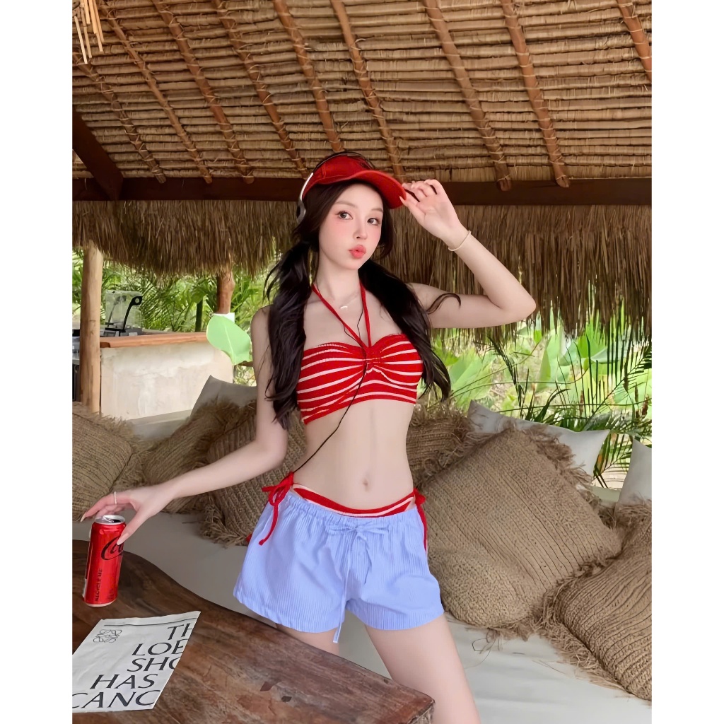 Bikini đi biển 2 chi tiết họa tiết kẻ sọc sẵn đệm ngực, Bikini 2 mảnh đi bơi,đi biển 3 màu hottrend <55kg - H27 | BigBuy360 - bigbuy360.vn