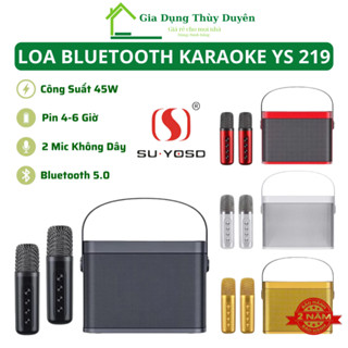 Loa Bluetooth Karaoke YS 219 Tặng Kèm 2 Mic Không Dây Âm Thanh Sống Động Hát Ấm Bass Mạnh