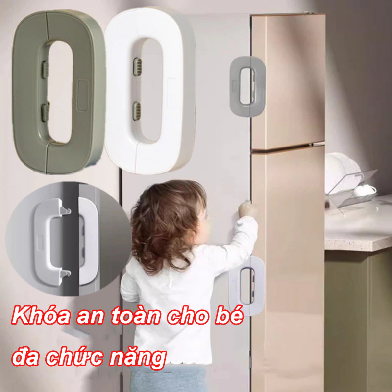 Khoá cửa ngăn kéo tủ lạnh đa năng，Khóa Tủ Lạnh Chống Trẻ Em Không Cần Khoan, không cần đục lỗ, bảo vệ an toàn cho bé