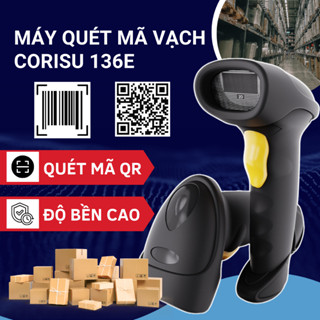 Máy quét mã vạch CORISU 136E cầm tay kết nối không dây quét mã 1D, 2D, QR siêu nhạy độ bền cao dễ dàng sử dụng