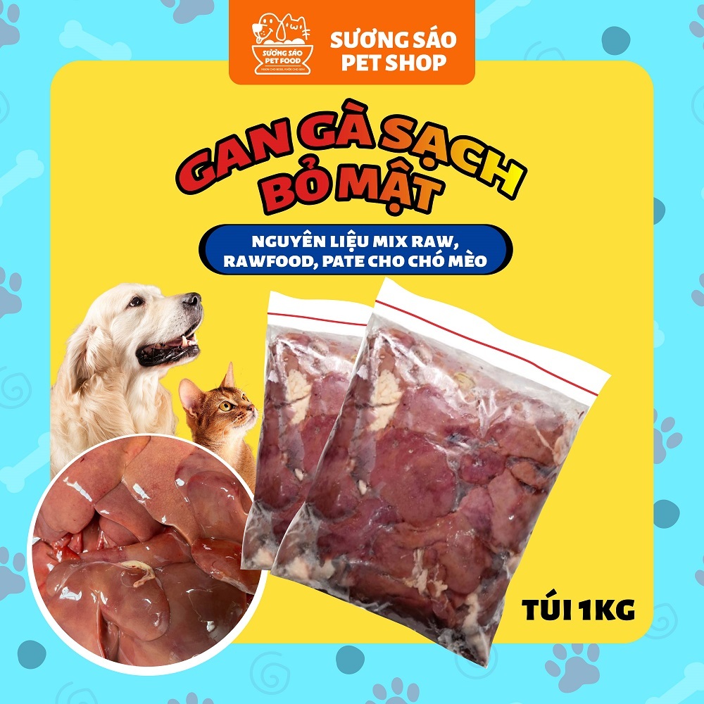 1kg Gan Gà Sạch Bỏ Mật cấp đông dùng làm raw food, nấu pate cho chó mèo - Sương Sáo Shop