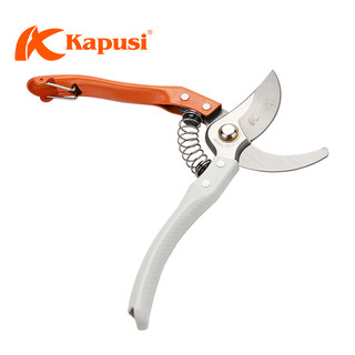 Kéo tỉa cây Nhật Bản Kapusi cao cấp tay cam trắng thép SK5, size 8 inch