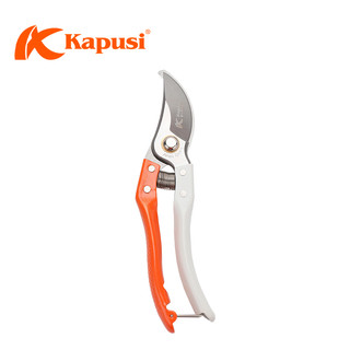 Kéo tỉa cây Nhật Bản Kapusi cao cấp tay cam trắng thép SK5, size 8 inch