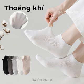 Tất Vớ Cổ Thấp Cotton Cao Cấp Thiết Kế Lưới Thoáng Khí Chống Hôi Chân, Vớ Nam Nữ Cổ Ngắn Kháng Khuẩn