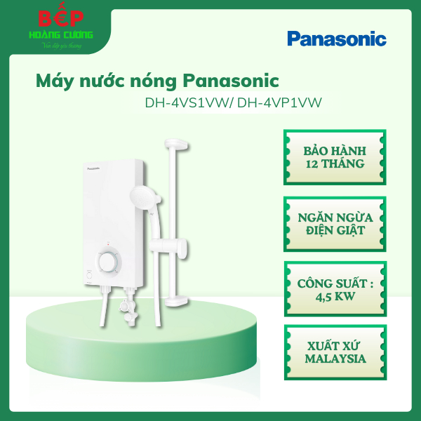 Panasonic DH-4VS1VW – Máy nước nóng trực tiếp 4500W – Làm nóng nhanh – Tích hợp chống giật ELCB