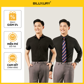 [ĐỒNG GIÁ 189K] Áo Sơ Mi Nam 4SMDB003DEN/4SMCB004DEN/6SMDB006DEN Biluxury Form Slimfit Basic Trơn Cao Cấp