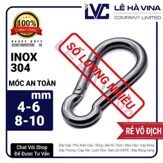 [COMBO] 10 Cái Móc Khóa An Toàn Carabiner INOX 304 Cao Cấp 4mm 6mm 8mm 10mm - LÊ HÀ VINA