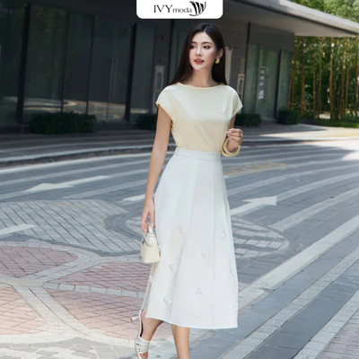 Grace Bloom Skirt – Chân váy hoa 3D, Chân váy công sở dạo phố nữ IVY moda MS 31B0179