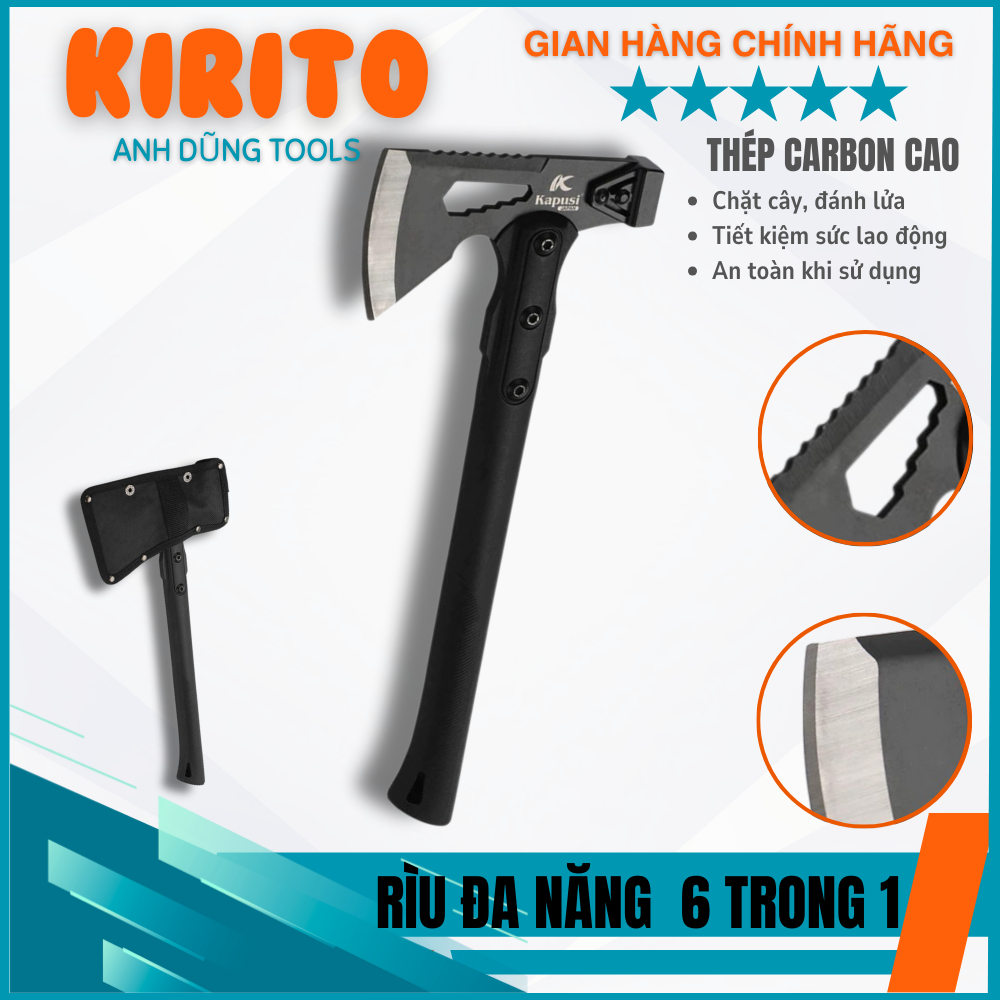 Rìu Kapusi, Rìu Đa Năng Nhật Bản 6 trong 1, Đi Phượt , Đánh Lửa, Còi Cứu Sinh, cờ lê vặn ốc 370mm TM