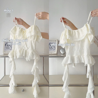 Áo rớt vai thắt nơ xuyên thấu có tua rua  #673785