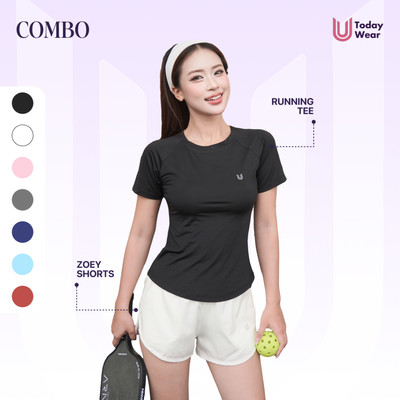 Set đồ tập gym yoga thể thao áo Running tee mix quần Zoey Short Today U Wear