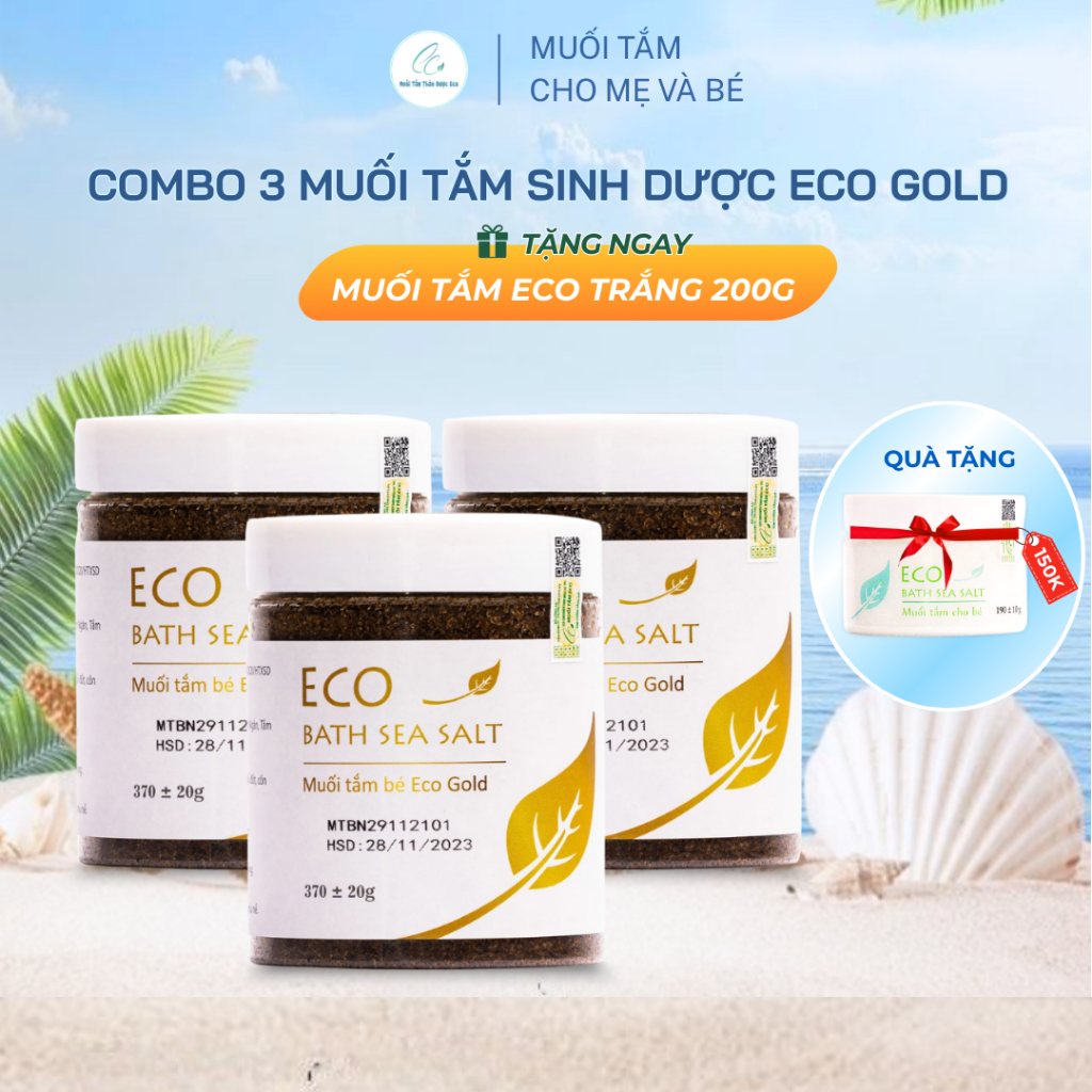 Combo 3 Muối Tắm Bé Sinh Dược Eco Gold 370g Hỗ Trợ Làm Ấm Cơ Thể Và Mang Lại Giấc Ngủ Ngon Cho Bé