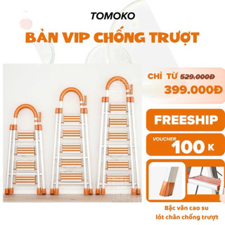 Thang Gấp Gọn 3 4 5 6 7 Bậc TOMOKO Khung Thang Chữ A Nhập Khẩu 1.5M - 2M Thang Inox 304 Nhôm Ghế Gia Đình( BH 12 Tháng )